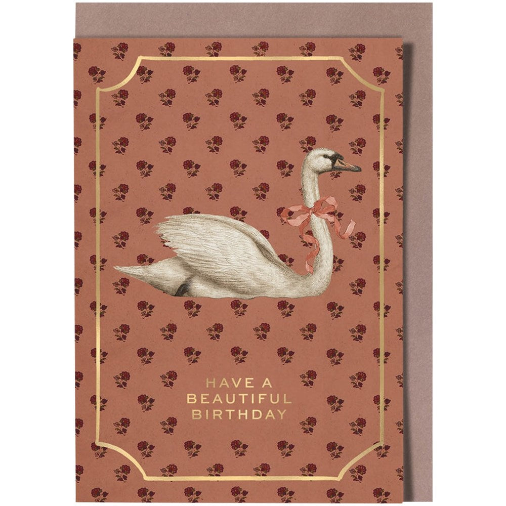 Birthday Swan Greeting Card