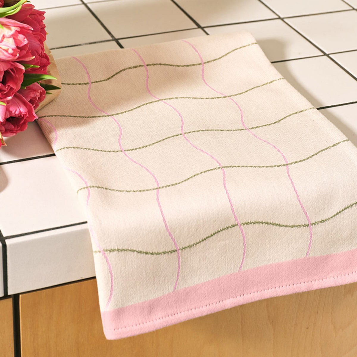 Wave Grid Cotton Tea Towel