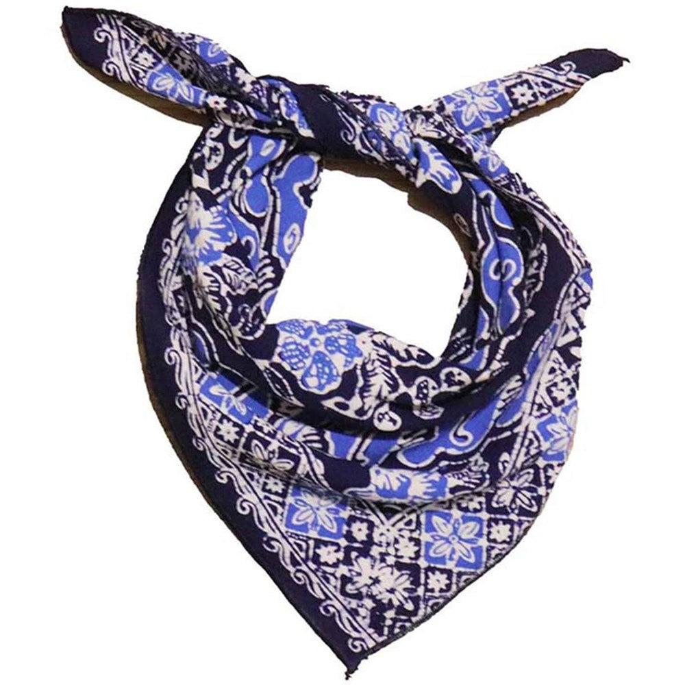 Hand Dyed Batik Bandana - Blue/White