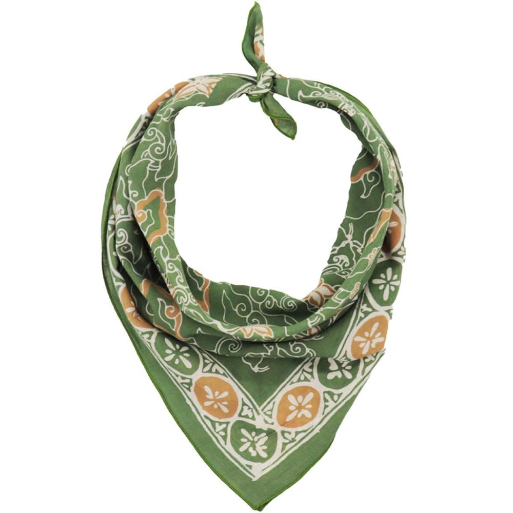 Hand Dyed Batik Bandana - Green/Gold