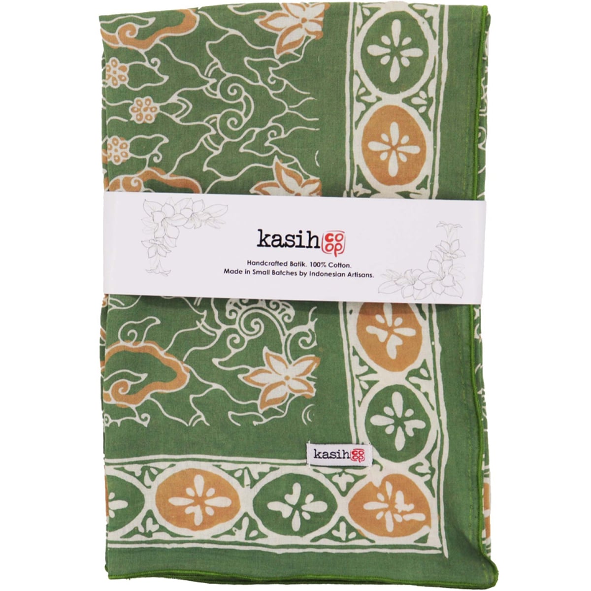 Hand Dyed Batik Bandana - Green/Gold