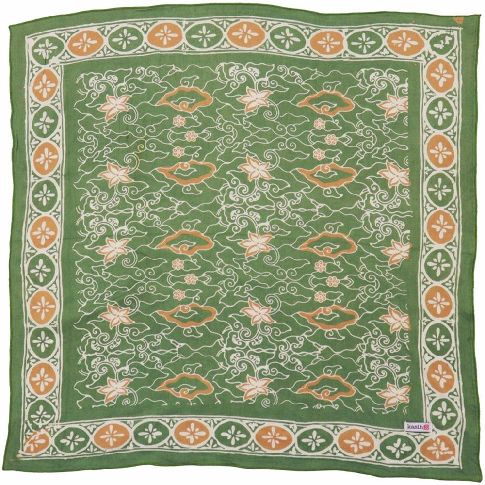 Hand Dyed Batik Bandana - Green/Gold
