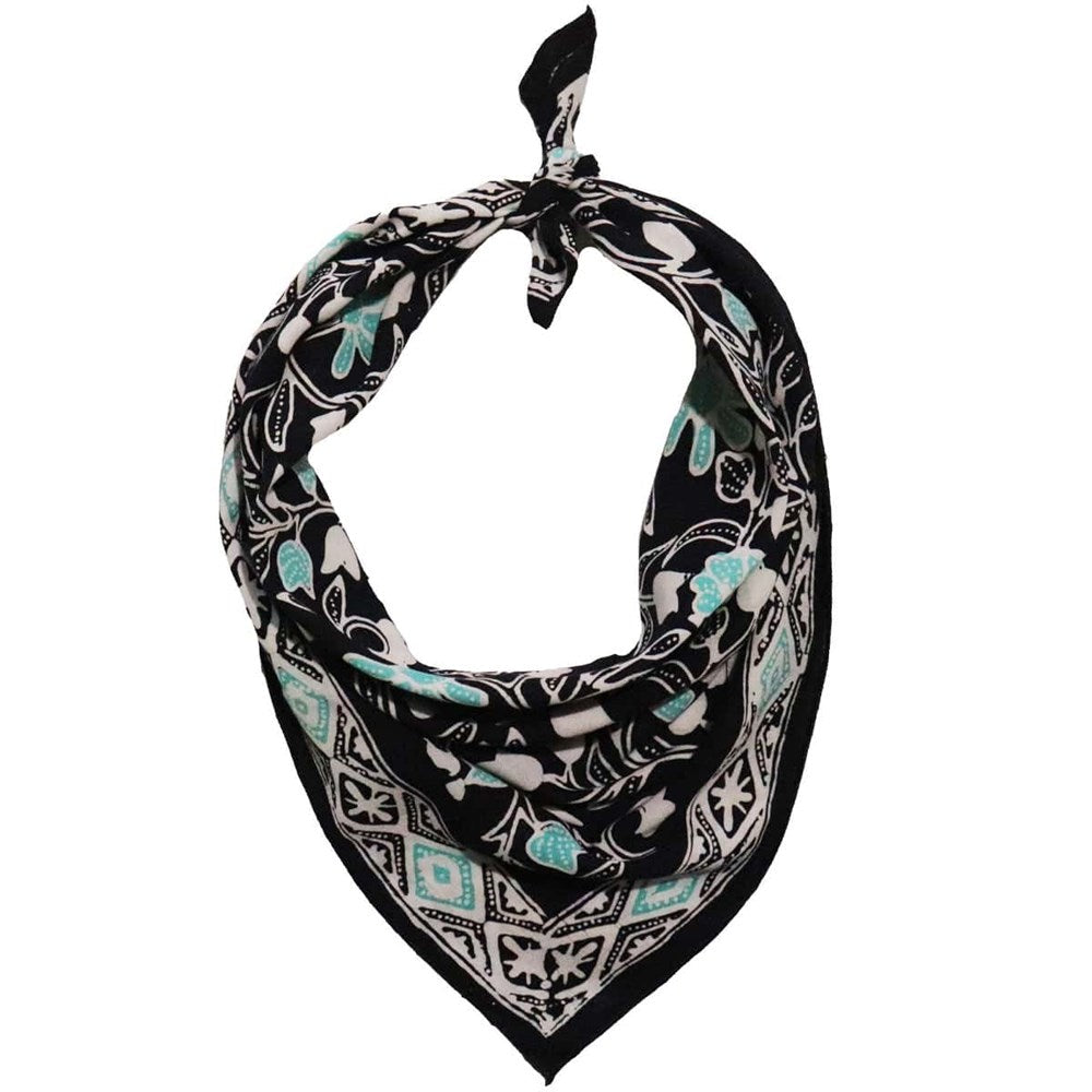 Hand Dyed Batik Bandana - Nile Nights Floral
