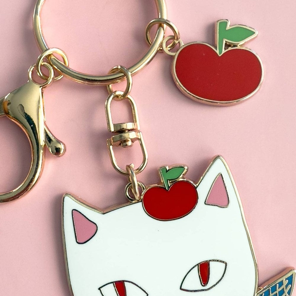 Apple Cat Keychain Charm