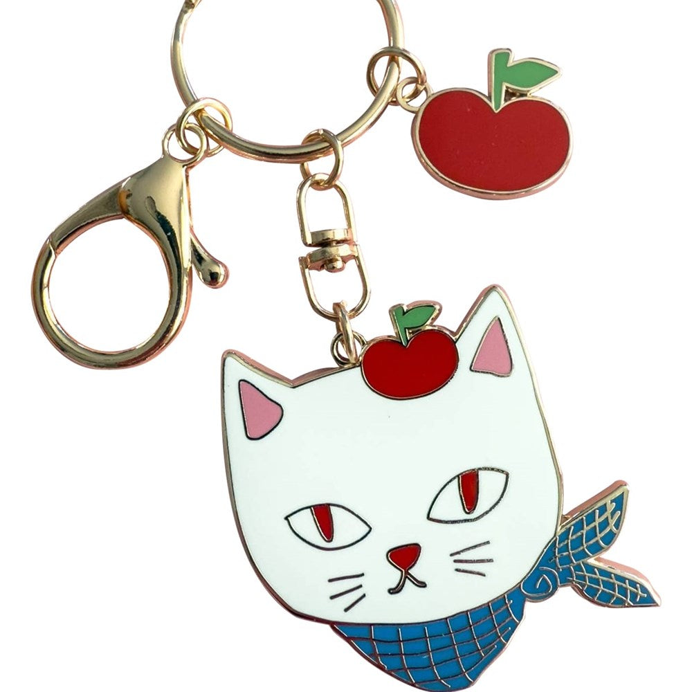 Apple Cat Keychain Charm
