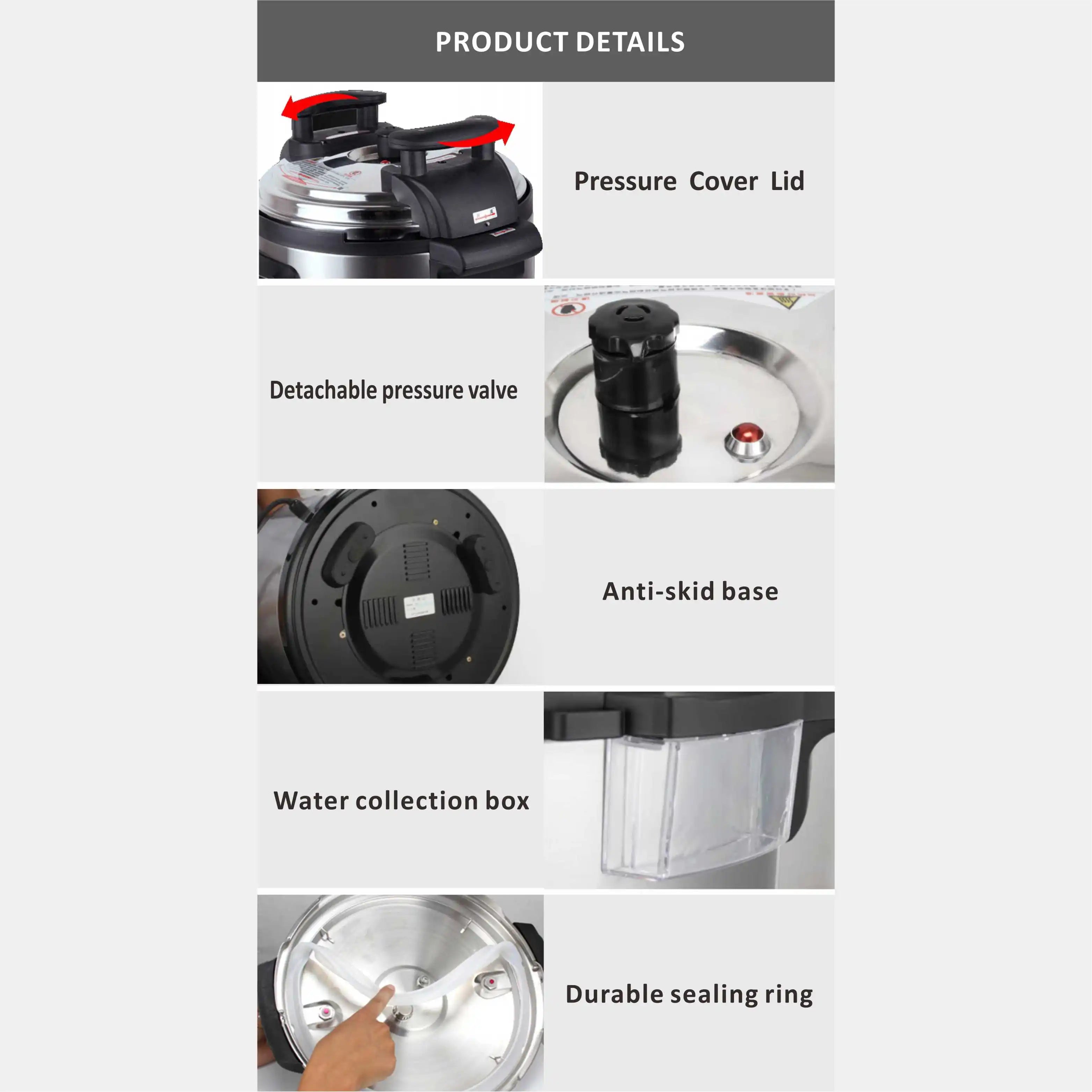 Commercial Smart 40L Large Capacity Automatic Digital Control Cooking Time Presetting Stainless Steel Electric Pressure Cooker
