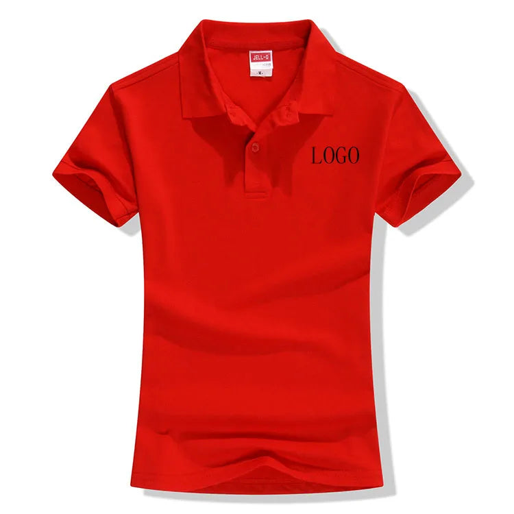 Oem Custom 100% Cotton Shirt Polo Sweater Short Sleeve With logo for Woman