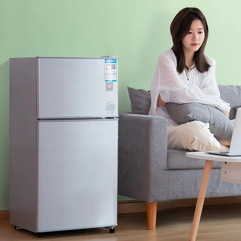 Mini Refrigerator Home Office Double Door Small Refrigerator Refrigerator Portable Home