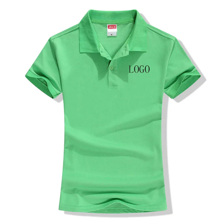 Oem Custom 100% Cotton Shirt Polo Sweater Short Sleeve With logo for Woman