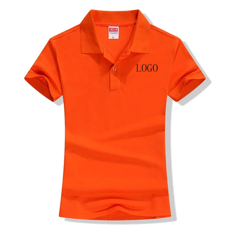 Oem Custom 100% Cotton Shirt Polo Sweater Short Sleeve With logo for Woman