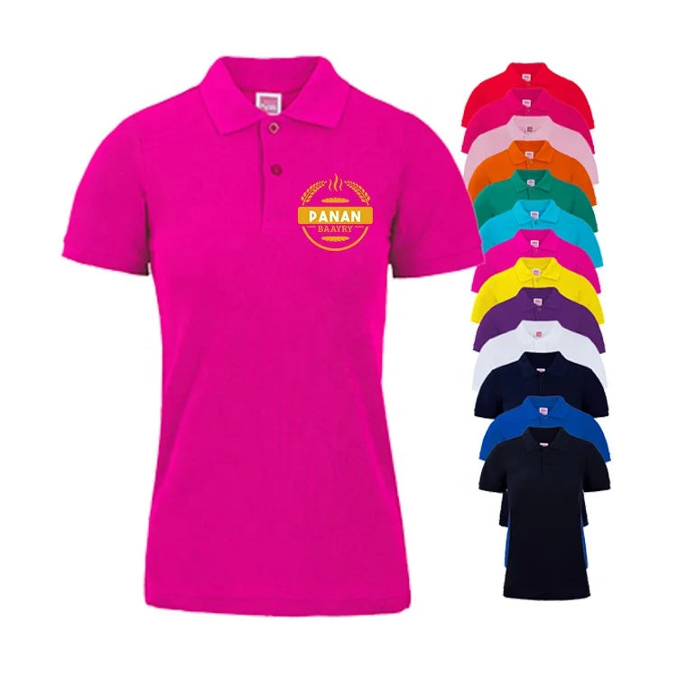 Wholesale Cheap Promotional Short Sleeve 220gsm Cotton Custom Collar Polo Shirt Women