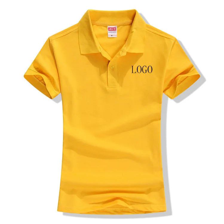 Oem Custom 100% Cotton Shirt Polo Sweater Short Sleeve With logo for Woman