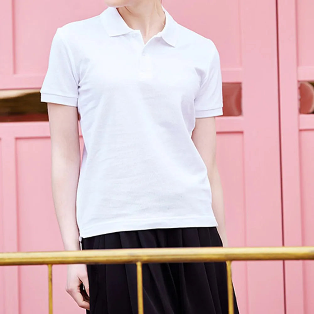 Wholesale Cheap Promotional Short Sleeve 220gsm Cotton Custom Collar Polo Shirt Women
