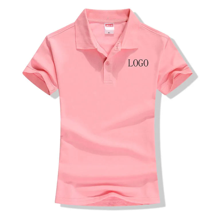 Oem Custom 100% Cotton Shirt Polo Sweater Short Sleeve With logo for Woman