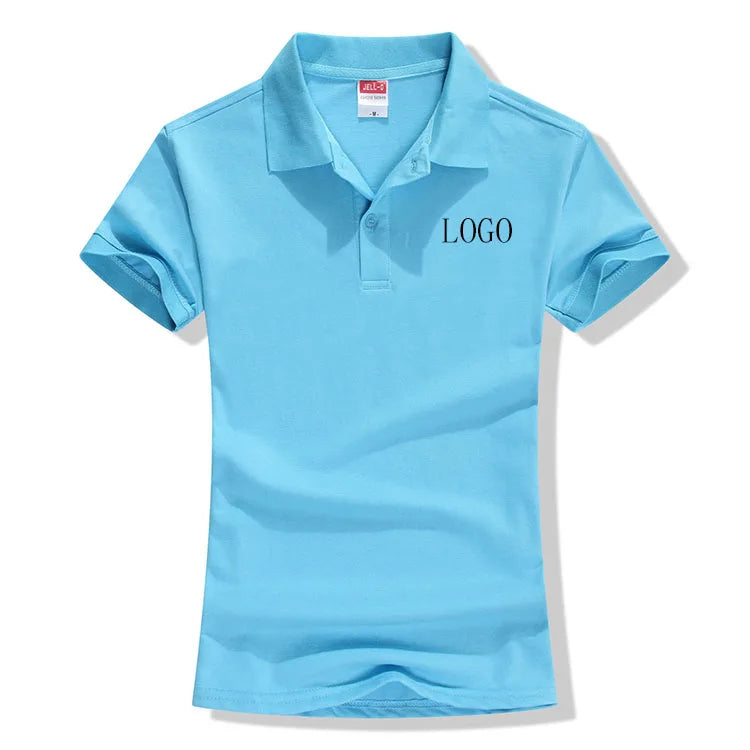Oem Custom 100% Cotton Shirt Polo Sweater Short Sleeve With logo for Woman